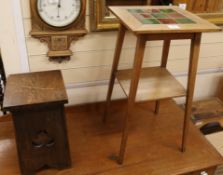 A tile top table and an Arts and Crafts occasional table, W.36cm and 24cm