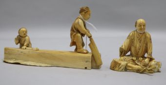 Two Japanese ivory groups of craftsmen