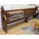 A Victorian Gothic style pew W.280cm