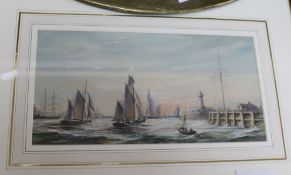 19th century English SchoolwatercolourFishing boats off the coast6 x 11.5in.