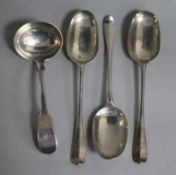 Three George I Scottish silver Hanovarian rat tail table spoons, Harry Beathune, Edinburgh, 1723,