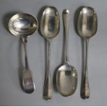 Three George I Scottish silver Hanovarian rat tail table spoons, Harry Beathune, Edinburgh, 1723,