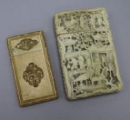 Two Chinese export ivory card cases, 19th century