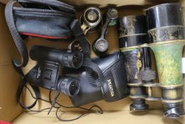 A pair of marine binoculars and two pairs opera glasses etc