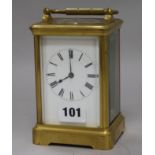 A gilt brass carriage clock, by Henri Jacot, height 13.5cm