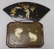 Two Japanese ivory and lacquer panels