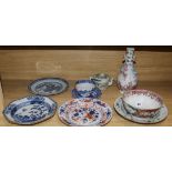 A group of 18th century Chinese plates, a vase and an Imari 18th century plate