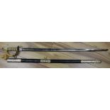 A Naval officer's dress sword, length 56cm