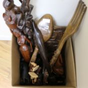 A collection of African carvings