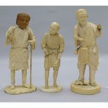 Three Japanese ivory figures height 15cm