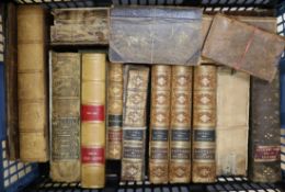 A box of mixed leather-bound books