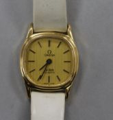 A lady's steel and gold plated Omega De Ville quartz wrist watch.