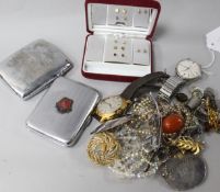 Assorted watches including gentleman's Cyma and mixed items including costume jewellery.