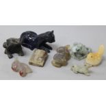 Eight hardstone carvings of creatures