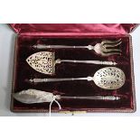 A cased set of four late 19th century French silver servers by Emile Puiforcat.