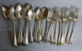 A part canteen of late Victorian Old English pattern flatware, Walker & Hall, Sheffield, 1895, 45.