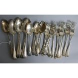 A part canteen of late Victorian Old English pattern flatware, Walker & Hall, Sheffield, 1895, 45.
