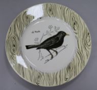 A set of French Gien bird decorated soup bowls and plates