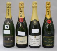 Bollinger, two bottles of Moet and A. Bernard (4)