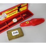 A Bradley Mickey Mouse watch, 1970's with original box, a Ferrari cased pen and an Ansonia