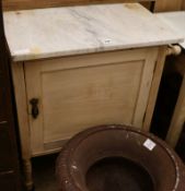 A Victorian pine marble topped washstand W.70cm