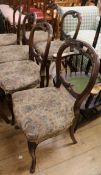 Six Victorian balloon back dining chairs