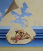 Anthony John Gray (b. 1946)oil on canvasTrompe l'oeil, semi-nude figures, gulls, skysigned,