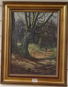 Alfred Townsendoil on canvasFigure of a gentleman walking along a wooded tracksigned40 x 29cm