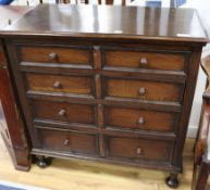 An oak five drawer chest W.91cm