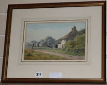 I. HiltonwatercolourCottages in a country lanesigned