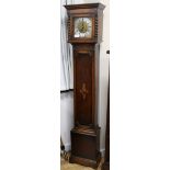 A Jacobean style oak cased eight day grandmother clock H.169cm