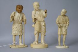 Three Japanese ivory figures height 15cm