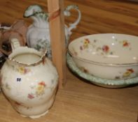 Two Victorian pottery jugs and basins