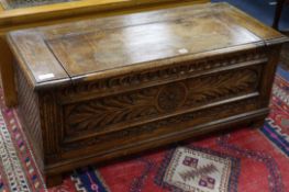 A late 19th century oak coffer W.105cm