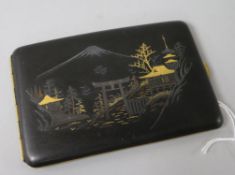 An Arita gold damascened iron cigarette case