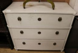 An Antique pine continental chest W.95cm