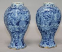 A pair of 18th century Delft vases