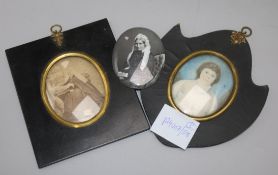 A portrait miniature of a lady and another miniature