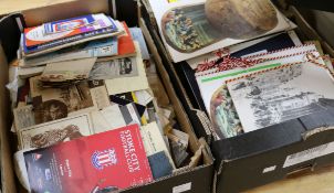 Two boxes of mixed ephemera including football programmes