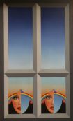 Anthony John Gray (b. 1946)oil on canvasThree faces, sky and landscapesigned, monogram155 x 92cm