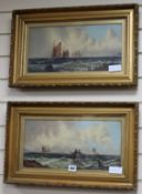 pair of oils on canvasCoastal scenes19 x 39cm