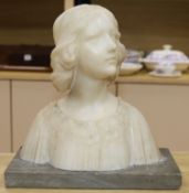 An alabaster bust of a lady H.28cm W.26cm