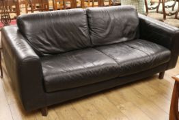 A black leather sofa