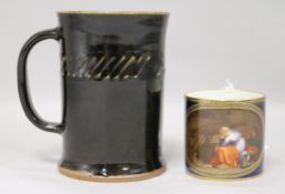 Bernard Leach. A St Ives pottery 'ALE' mug, the slightly waisted cylindrical mug with raised