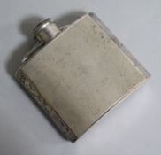 A 1930's engine turned silver hip flask, Birmingham, 1936, 97mm