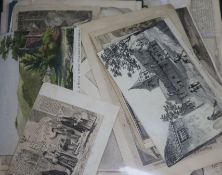 A folder of prints and engravings