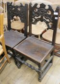 A pair of 17th century oak side chairs