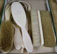 An ivory part dressing table set