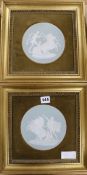 Two Wedgwood style framed wall pictures Diameter approx. 15.5cm