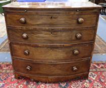 A Regency mahogany bow fronted chest of drawers W.102cm